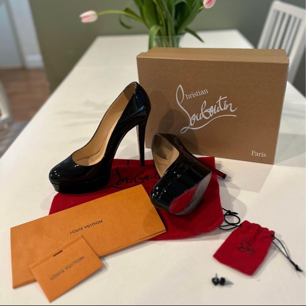 Christian Louboutin Black Patent Leather Platform Pumps